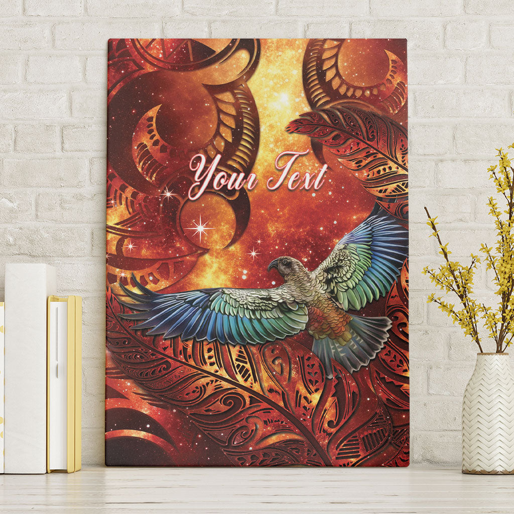New Zealand Kea Bird Matariki Personalised Canvas Wall Art Silver Fern Maori Pattern LT22 Without Frame Orange - Polynesian Pride