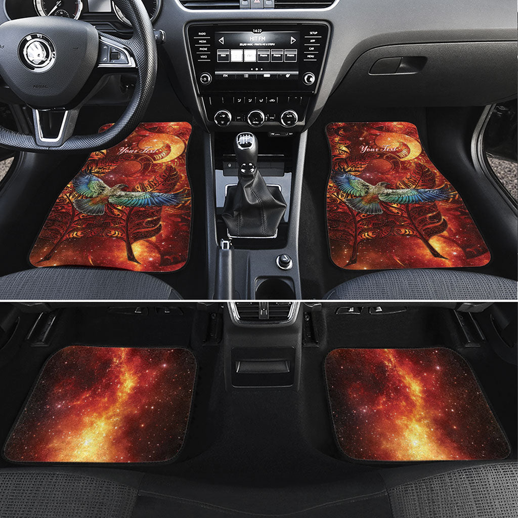 New Zealand Kea Bird Matariki Personalised Car Mats Silver Fern Maori Pattern LT22 Set 4pcs Orange - Polynesian Pride