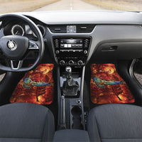 New Zealand Kea Bird Matariki Personalised Car Mats Silver Fern Maori Pattern LT22 Set 2pcs - Front Orange - Polynesian Pride