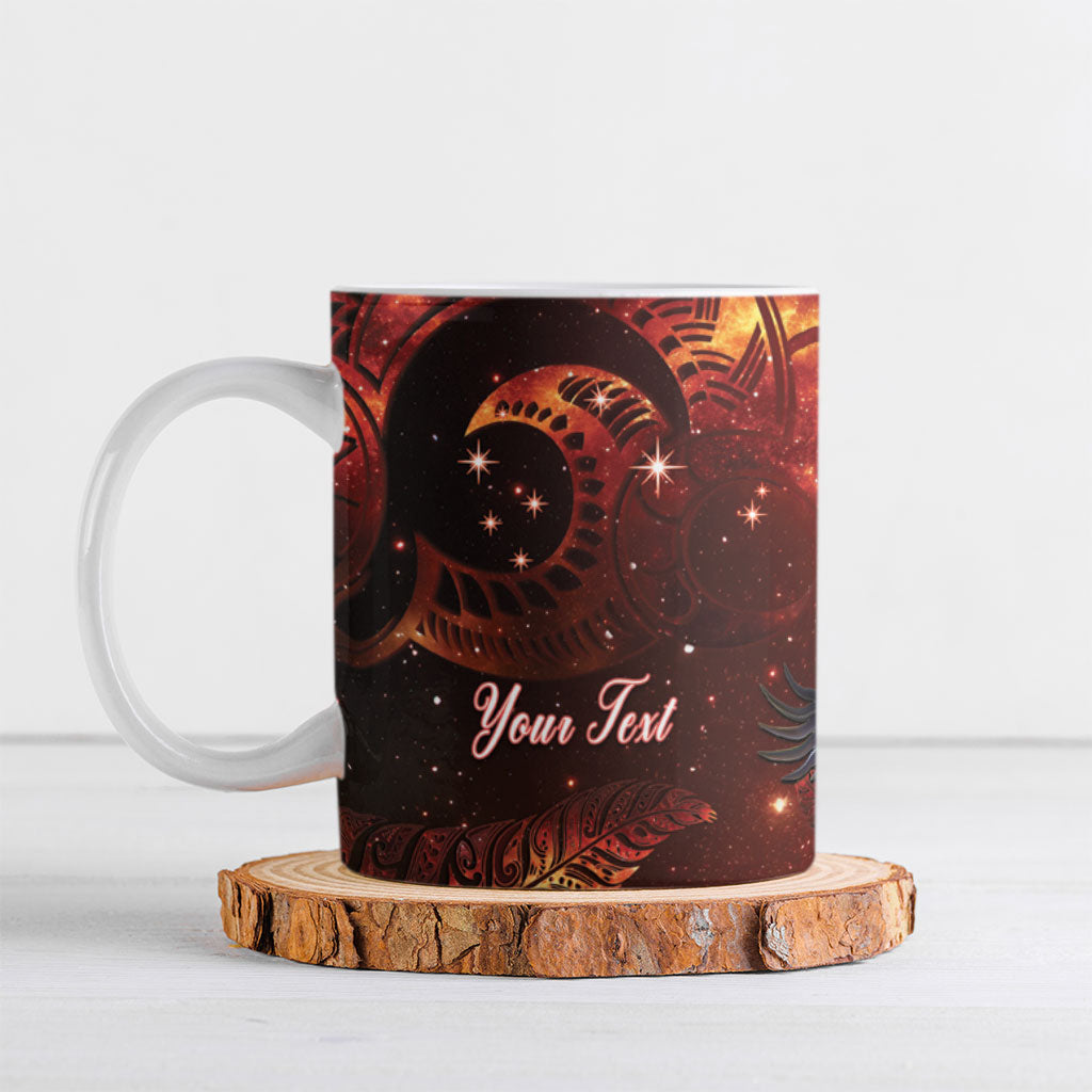New Zealand Kea Bird Matariki Personalised Ceramic Mug Silver Fern Maori Pattern