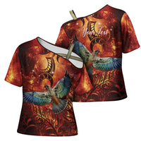 New Zealand Kea Bird Matariki Personalised Cross Shoulder Shirt Silver Fern Maori Pattern LT22 - Polynesian Pride
