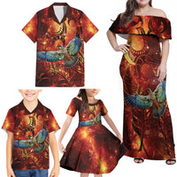 New Zealand Kea Bird Matariki Personalised Family Matching Off Shoulder Maxi Dress and Hawaiian Shirt Silver Fern Maori Pattern