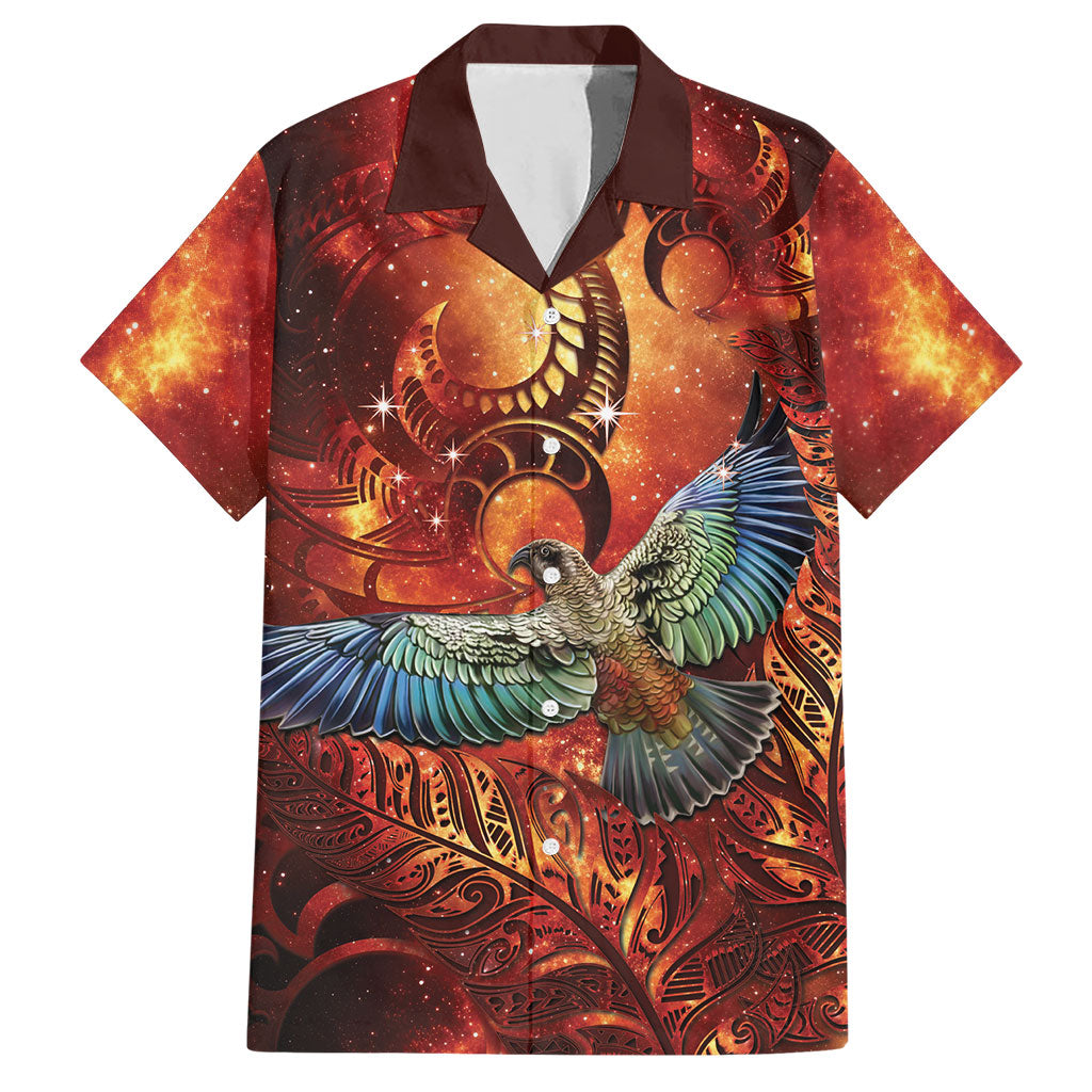New Zealand Kea Bird Matariki Personalised Hawaiian Shirt Silver Fern Maori Pattern LT22 Orange - Polynesian Pride
