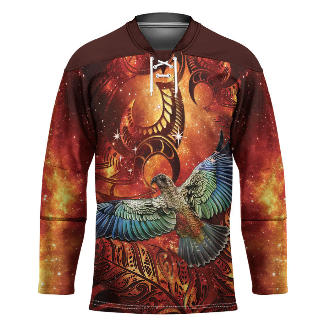 New Zealand Kea Bird Matariki Personalised Hockey Jersey Silver Fern Maori Pattern LT22 Unisex Orange - Polynesian Pride