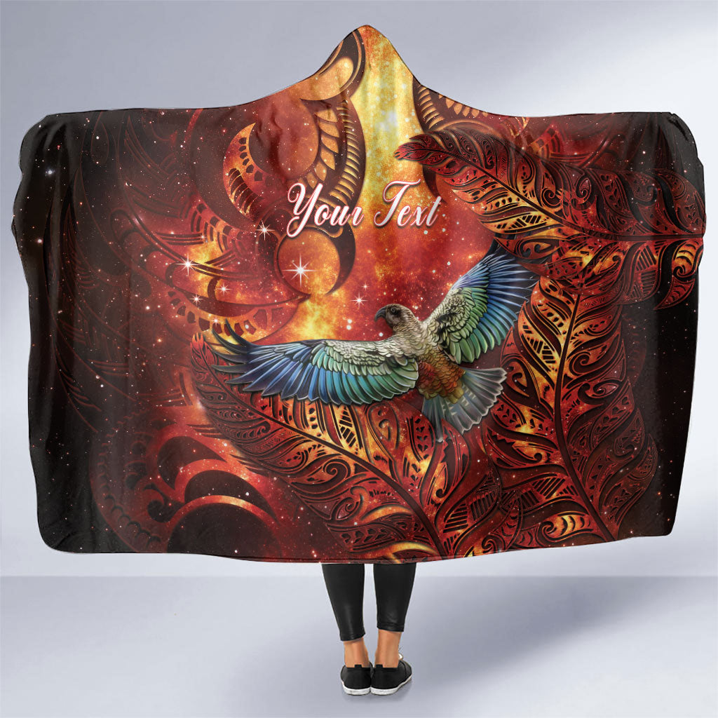 New Zealand Kea Bird Matariki Personalised Hooded Blanket Silver Fern Maori Pattern LT22 One Size Orange - Polynesian Pride