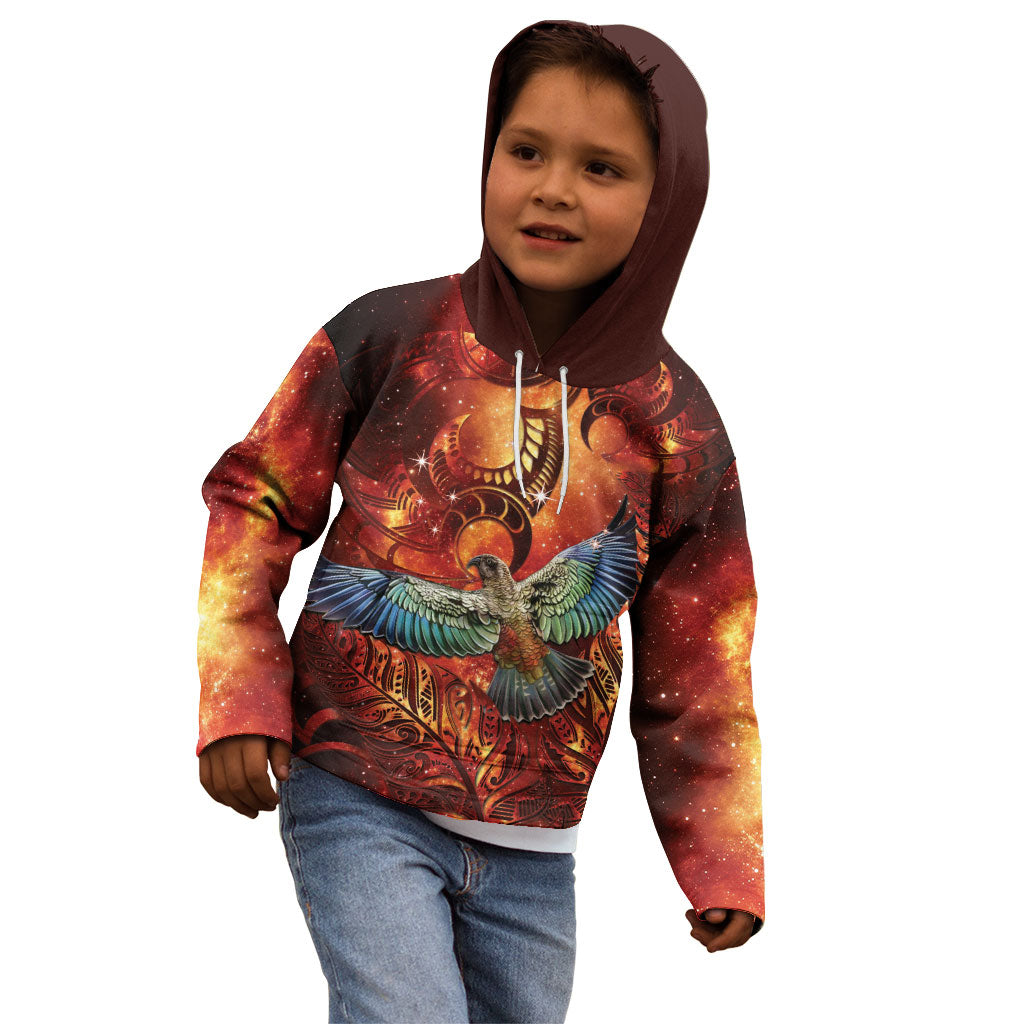 New Zealand Kea Bird Matariki Personalised Kid Hoodie Silver Fern Maori Pattern LT22 - Polynesian Pride