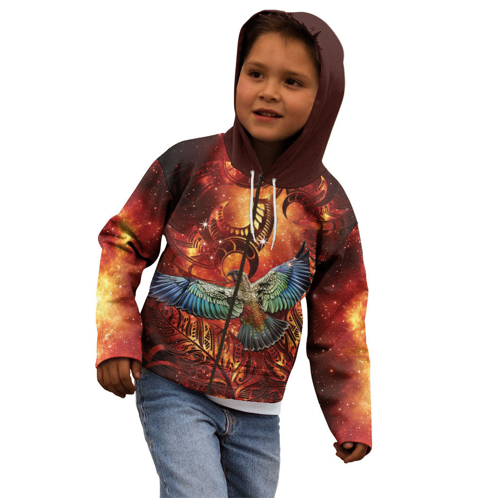 New Zealand Kea Bird Matariki Personalised Kid Hoodie Silver Fern Maori Pattern LT22 - Polynesian Pride