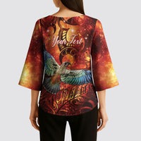 New Zealand Kea Bird Matariki Personalised Kimono Sleeve Blouse Silver Fern Maori Pattern LT22 - Polynesian Pride