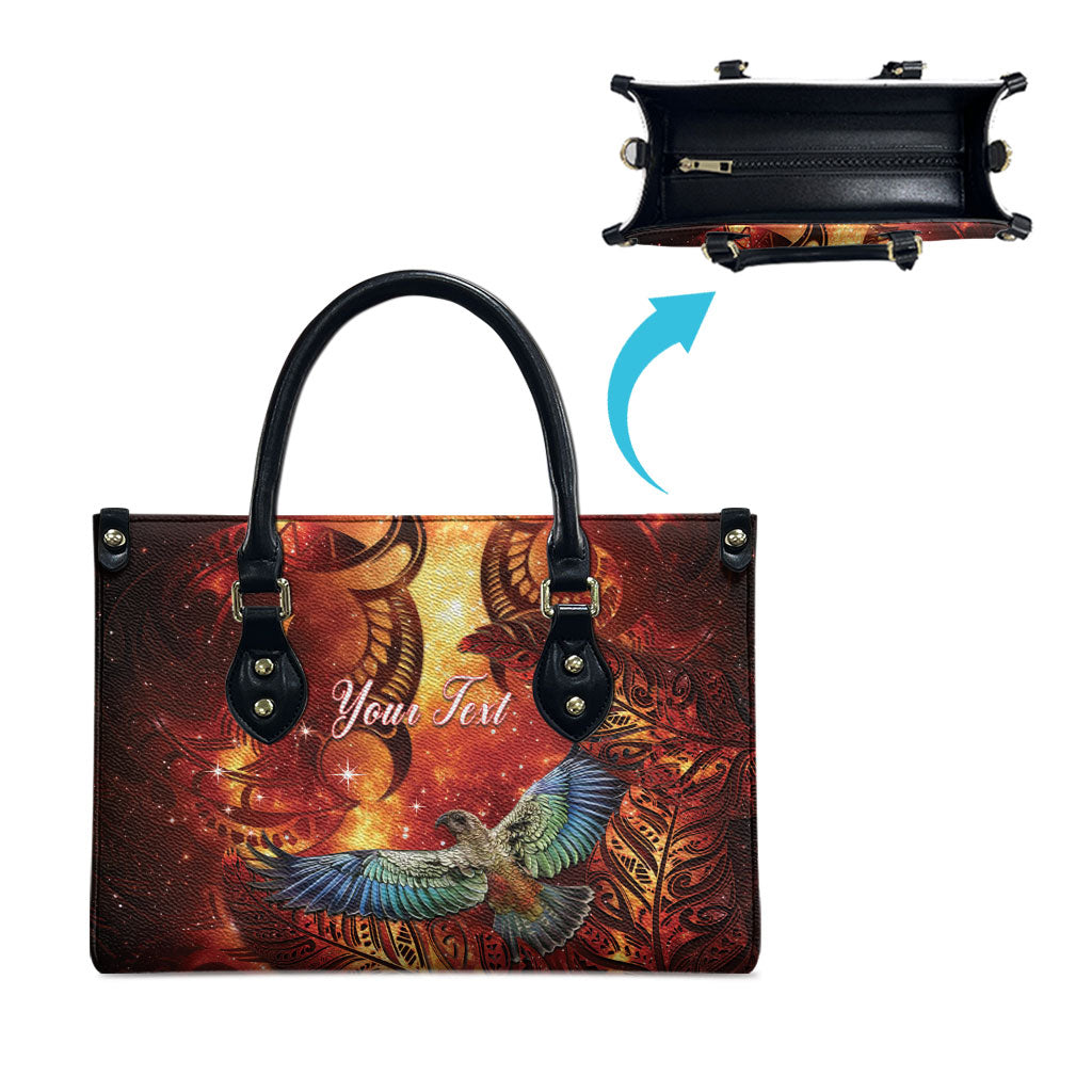 New Zealand Kea Bird Matariki Personalised Leather Bag Silver Fern Maori Pattern LT22 - Polynesian Pride