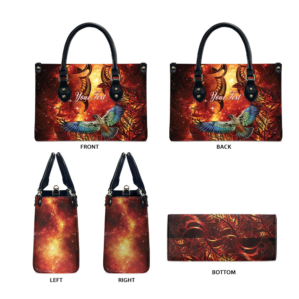 New Zealand Kea Bird Matariki Personalised Leather Bag Silver Fern Maori Pattern LT22 - Polynesian Pride