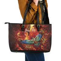 New Zealand Kea Bird Matariki Personalised Leather Tote Bag Silver Fern Maori Pattern LT22 - Polynesian Pride