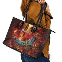 New Zealand Kea Bird Matariki Personalised Leather Tote Bag Silver Fern Maori Pattern LT22 - Polynesian Pride