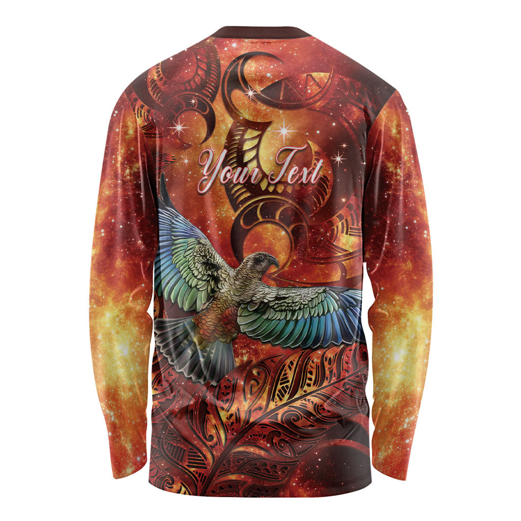 New Zealand Kea Bird Matariki Personalised Long Sleeve Shirt Silver Fern Maori Pattern LT22 - Polynesian Pride