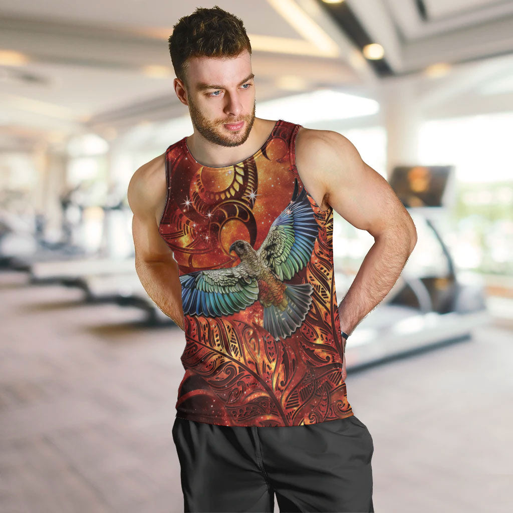 New Zealand Kea Bird Matariki Personalised Men Tank Top Silver Fern Maori Pattern