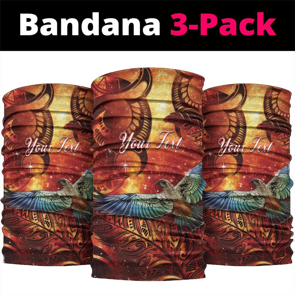 New Zealand Kea Bird Matariki Personalised Neck Gaiter Silver Fern Maori Pattern