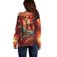 New Zealand Kea Bird Matariki Personalised Off Shoulder Sweater Silver Fern Maori Pattern LT22 - Polynesian Pride