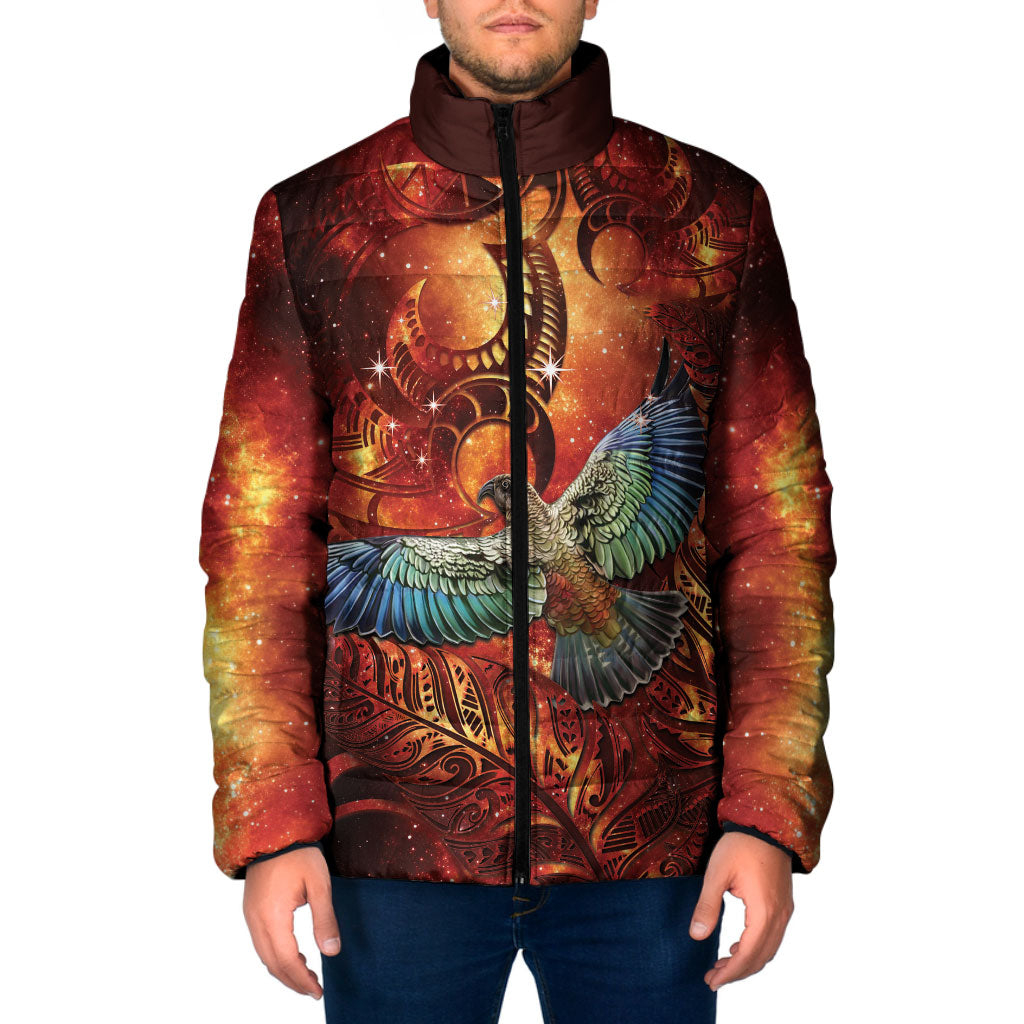 New Zealand Kea Bird Matariki Personalised Padded Jacket Silver Fern Maori Pattern
