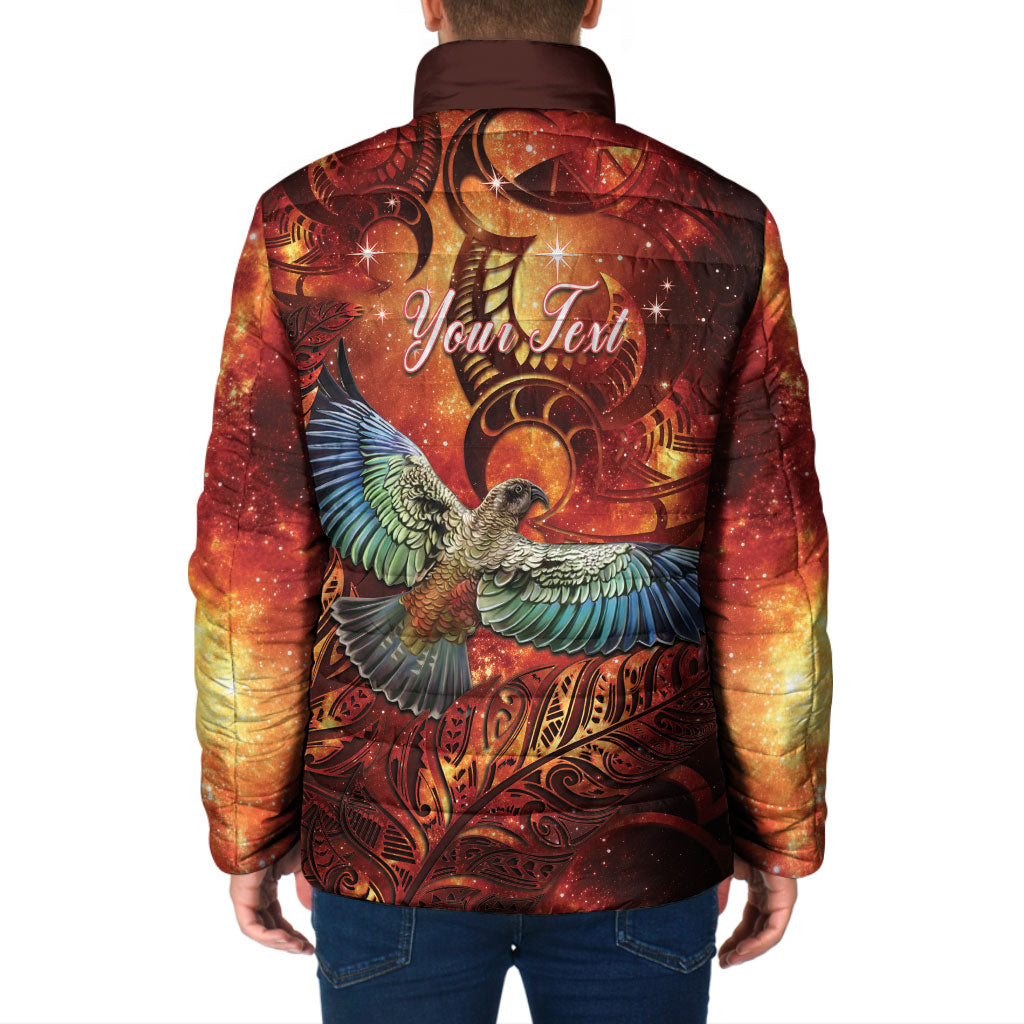 New Zealand Kea Bird Matariki Personalised Padded Jacket Silver Fern Maori Pattern