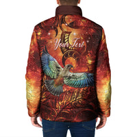 New Zealand Kea Bird Matariki Personalised Padded Jacket Silver Fern Maori Pattern