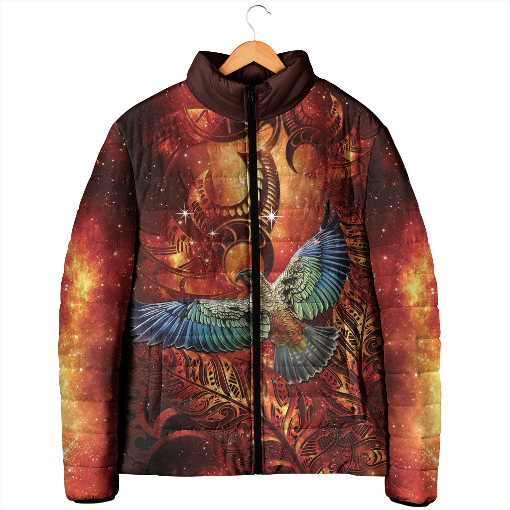 New Zealand Kea Bird Matariki Personalised Padded Jacket Silver Fern Maori Pattern