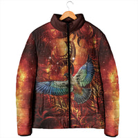 New Zealand Kea Bird Matariki Personalised Padded Jacket Silver Fern Maori Pattern