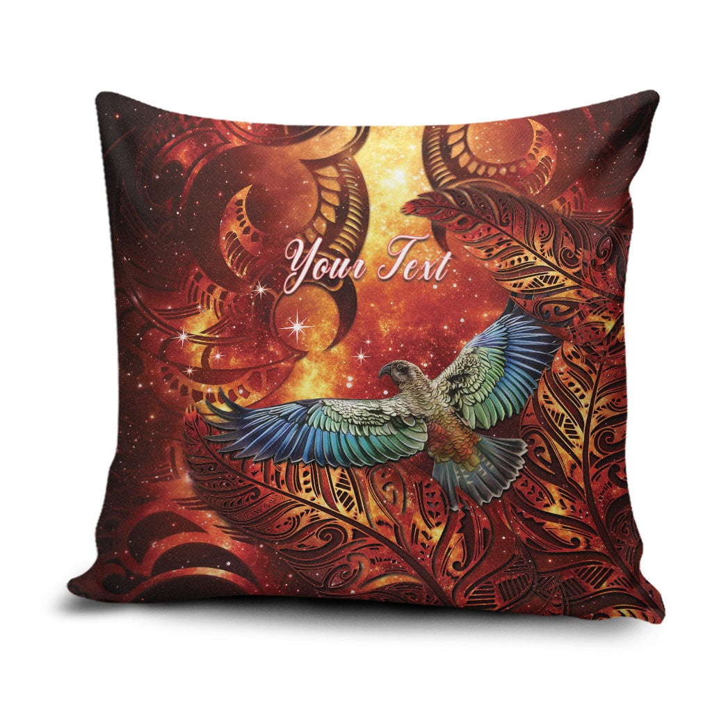 New Zealand Kea Bird Matariki Personalised Pillow Cover Silver Fern Maori Pattern LT22 Orange - Polynesian Pride