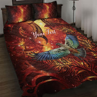New Zealand Kea Bird Matariki Personalised Quilt Bed Set Silver Fern Maori Pattern LT22 Orange - Polynesian Pride