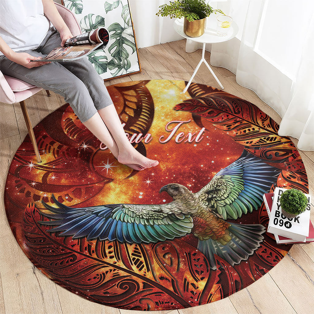 New Zealand Kea Bird Matariki Personalised Round Carpet Silver Fern Maori Pattern LT22 - Polynesian Pride