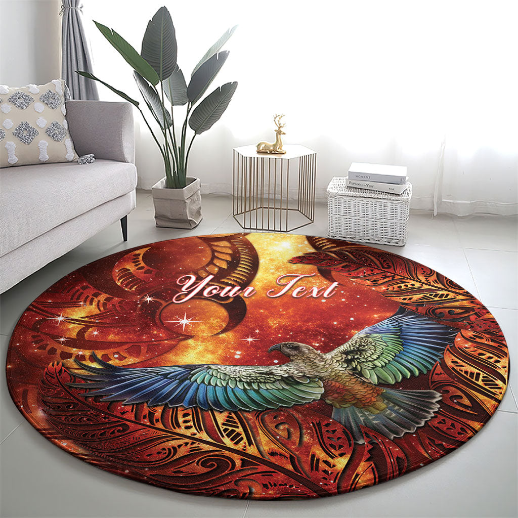 New Zealand Kea Bird Matariki Personalised Round Carpet Silver Fern Maori Pattern LT22 - Polynesian Pride