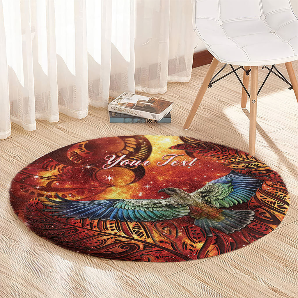 New Zealand Kea Bird Matariki Personalised Round Carpet Silver Fern Maori Pattern LT22 - Polynesian Pride