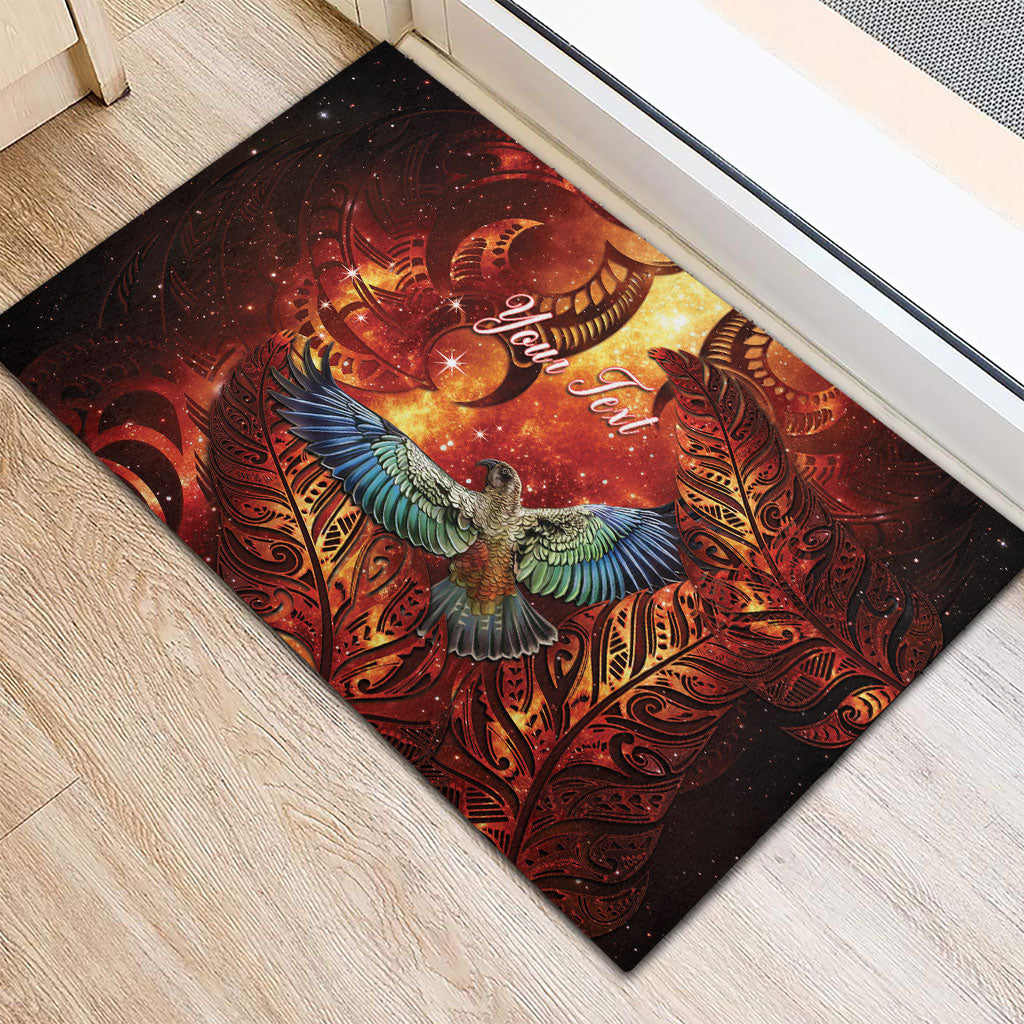 New Zealand Kea Bird Matariki Personalised Rubber Doormat Silver Fern Maori Pattern LT22 - Polynesian Pride