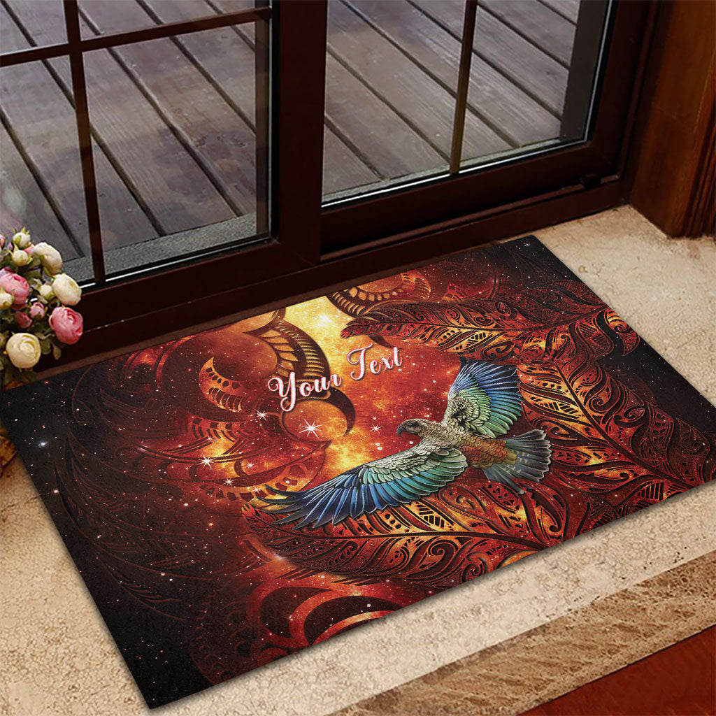 New Zealand Kea Bird Matariki Personalised Rubber Doormat Silver Fern Maori Pattern LT22 - Polynesian Pride