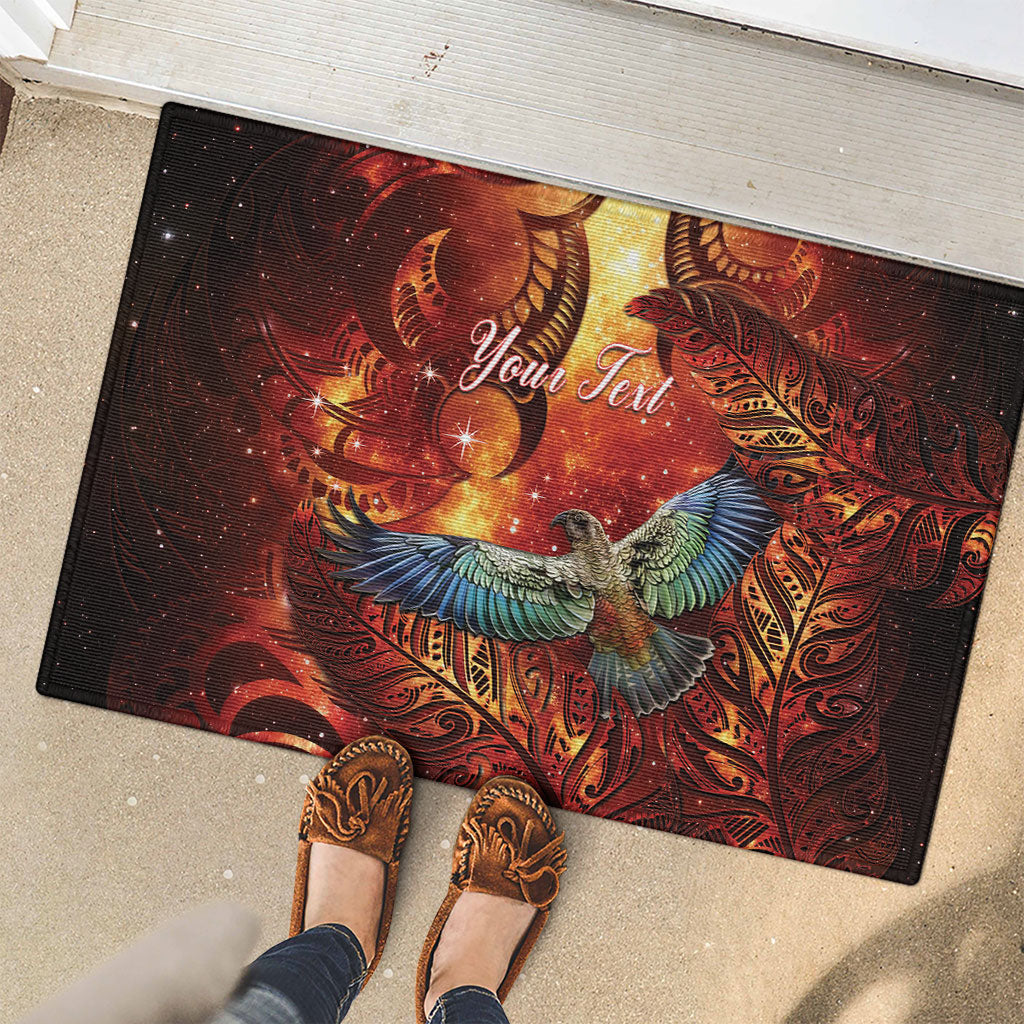 New Zealand Kea Bird Matariki Personalised Rubber Doormat Silver Fern Maori Pattern LT22 - Polynesian Pride