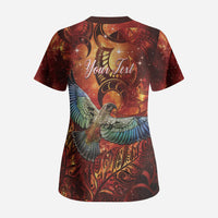 New Zealand Kea Bird Matariki Personalised Scrub Top Silver Fern Maori Pattern