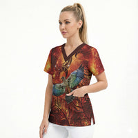 New Zealand Kea Bird Matariki Personalised Scrub Top Silver Fern Maori Pattern