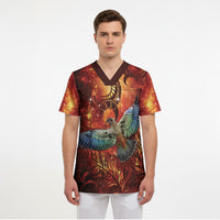 New Zealand Kea Bird Matariki Personalised Scrub Top Silver Fern Maori Pattern
