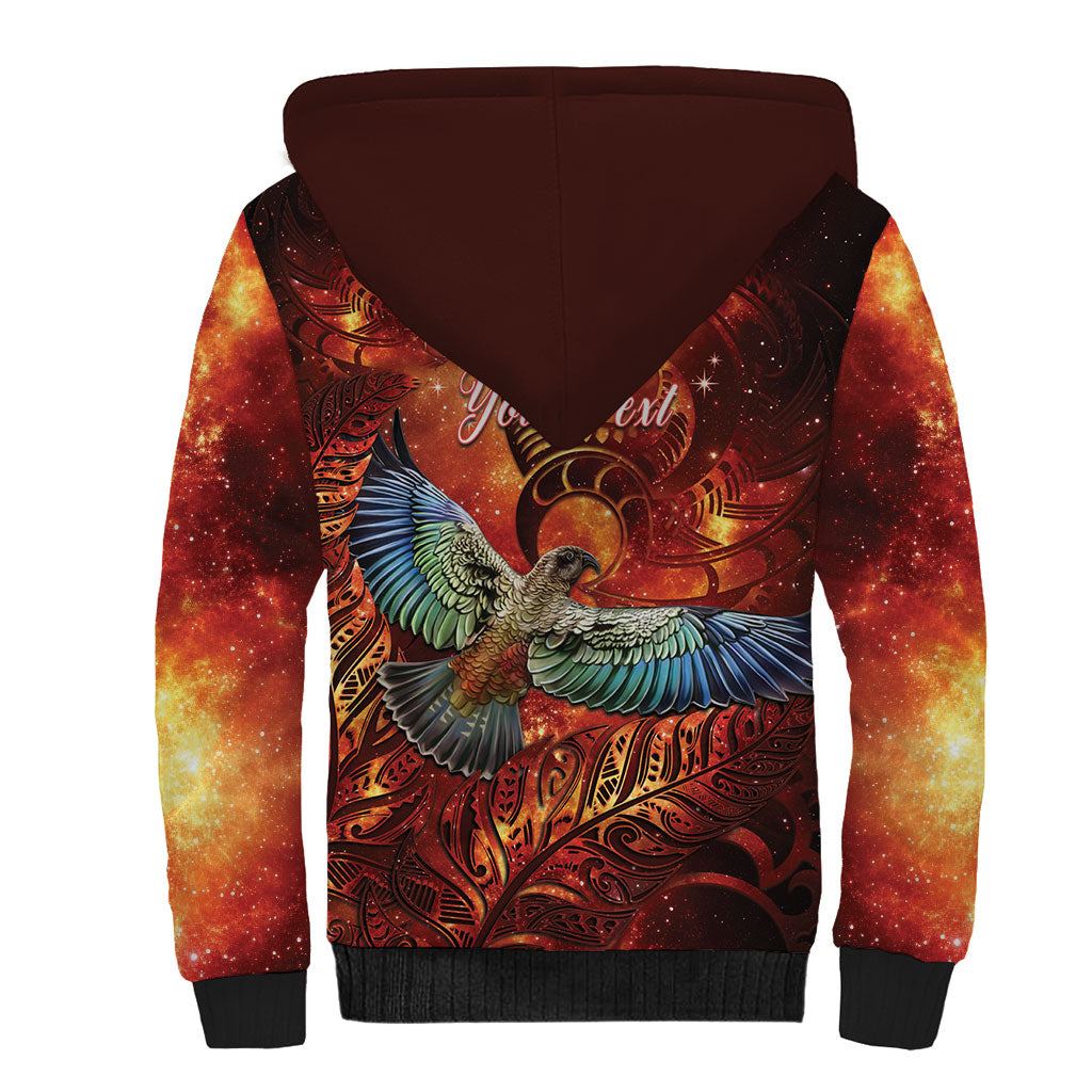 New Zealand Kea Bird Matariki Personalised Sherpa Hoodie Silver Fern Maori Pattern LT22 - Polynesian Pride