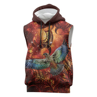 New Zealand Kea Bird Matariki Personalised Sleeveless Hoodie Silver Fern Maori Pattern LT22 Orange - Polynesian Pride