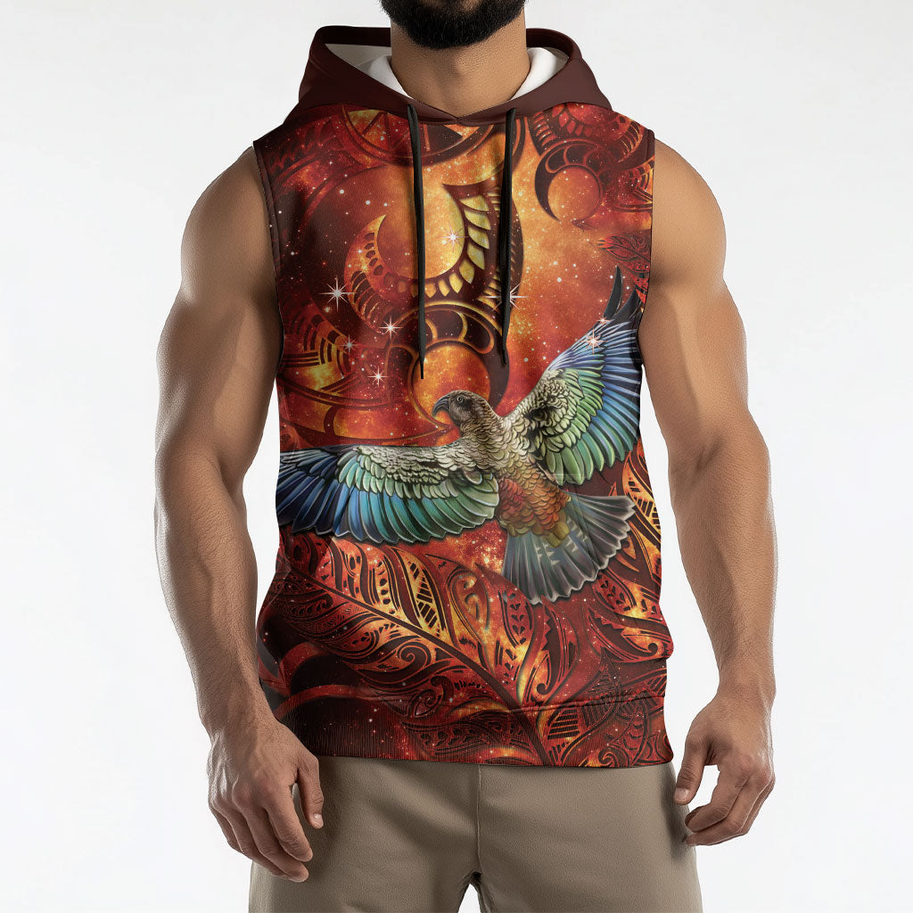 New Zealand Kea Bird Matariki Personalised Sleeveless Hoodie Silver Fern Maori Pattern LT22 - Polynesian Pride