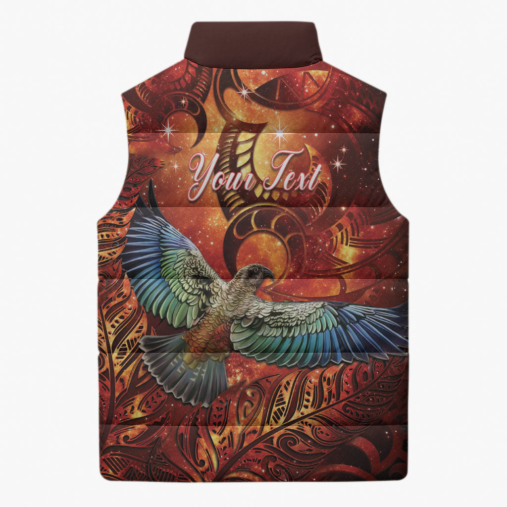 New Zealand Kea Bird Matariki Personalised Sleeveless Puffer Jacket Silver Fern Maori Pattern LT22 - Polynesian Pride