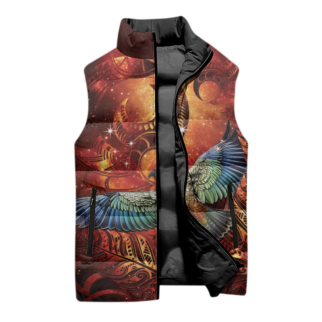 New Zealand Kea Bird Matariki Personalised Sleeveless Puffer Jacket Silver Fern Maori Pattern LT22 - Polynesian Pride