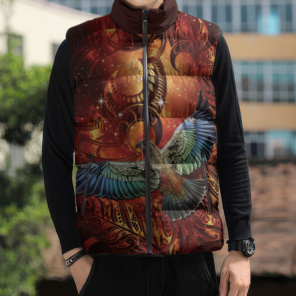 New Zealand Kea Bird Matariki Personalised Sleeveless Puffer Jacket Silver Fern Maori Pattern LT22 - Polynesian Pride