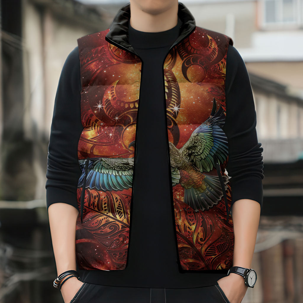 New Zealand Kea Bird Matariki Personalised Sleeveless Puffer Jacket Silver Fern Maori Pattern LT22 - Polynesian Pride