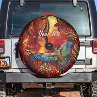 New Zealand Kea Bird Matariki Personalised Spare Tire Cover Silver Fern Maori Pattern LT22 Orange - Polynesian Pride