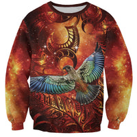 New Zealand Kea Bird Matariki Personalised Sweatshirt Silver Fern Maori Pattern LT22 Unisex Orange - Polynesian Pride