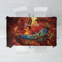 New Zealand Kea Bird Matariki Personalised Tablecloth Silver Fern Maori Pattern LT22 Orange - Polynesian Pride