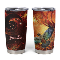 New Zealand Kea Bird Matariki Personalised Tumbler Cup Silver Fern Maori Pattern LT22 Orange - Polynesian Pride
