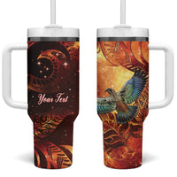 New Zealand Kea Bird Matariki Personalised Tumbler With Handle Silver Fern Maori Pattern LT22 One Size: 40 oz Orange - Polynesian Pride