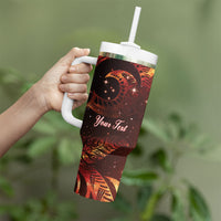 New Zealand Kea Bird Matariki Personalised Tumbler With Handle Silver Fern Maori Pattern LT22 - Polynesian Pride