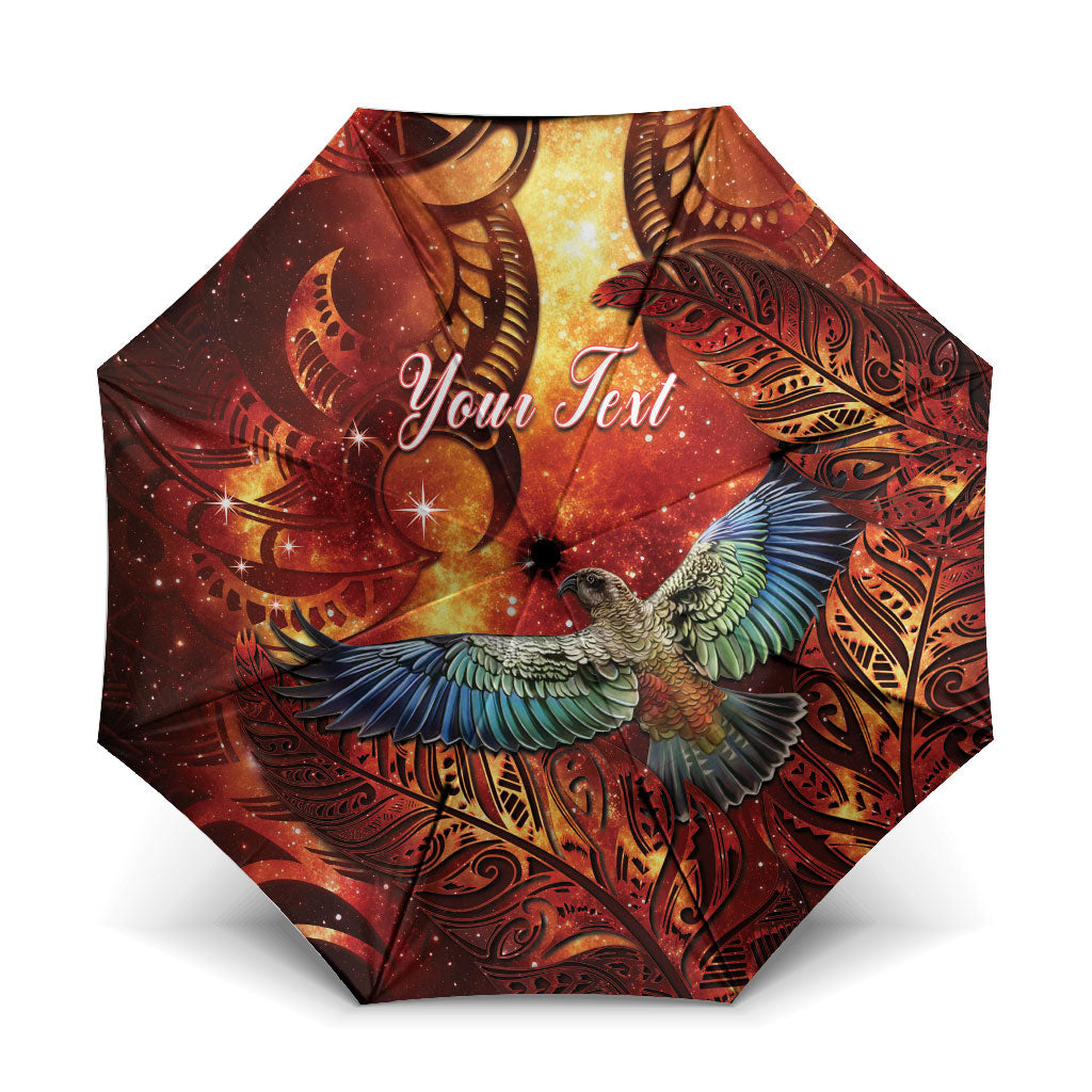 New Zealand Kea Bird Matariki Personalised Umbrella Silver Fern Maori Pattern